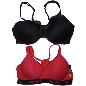 2 bra lot: Bali One Smooth Black & Coobie Sport Red/Black – 40D NWT NWOT